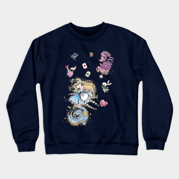 Blond Alice falling into Wonderland Crewneck Sweatshirt by Haygoodies